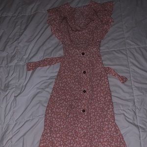 Pink floral long dress